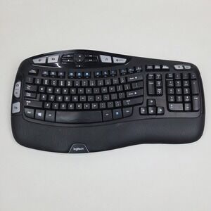 Logitech K350‎ Wave Keyboard Black Wireless Ergonomic No Usb Receiver Dongle